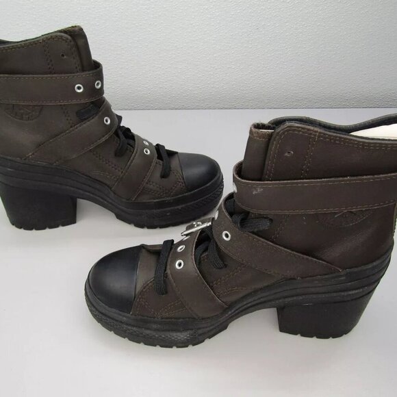 NEW CONVERSE Women Chuck 70 De Luxe Heel Leather Buckle Platform Sneaker Size 7 - Picture 4 of 9